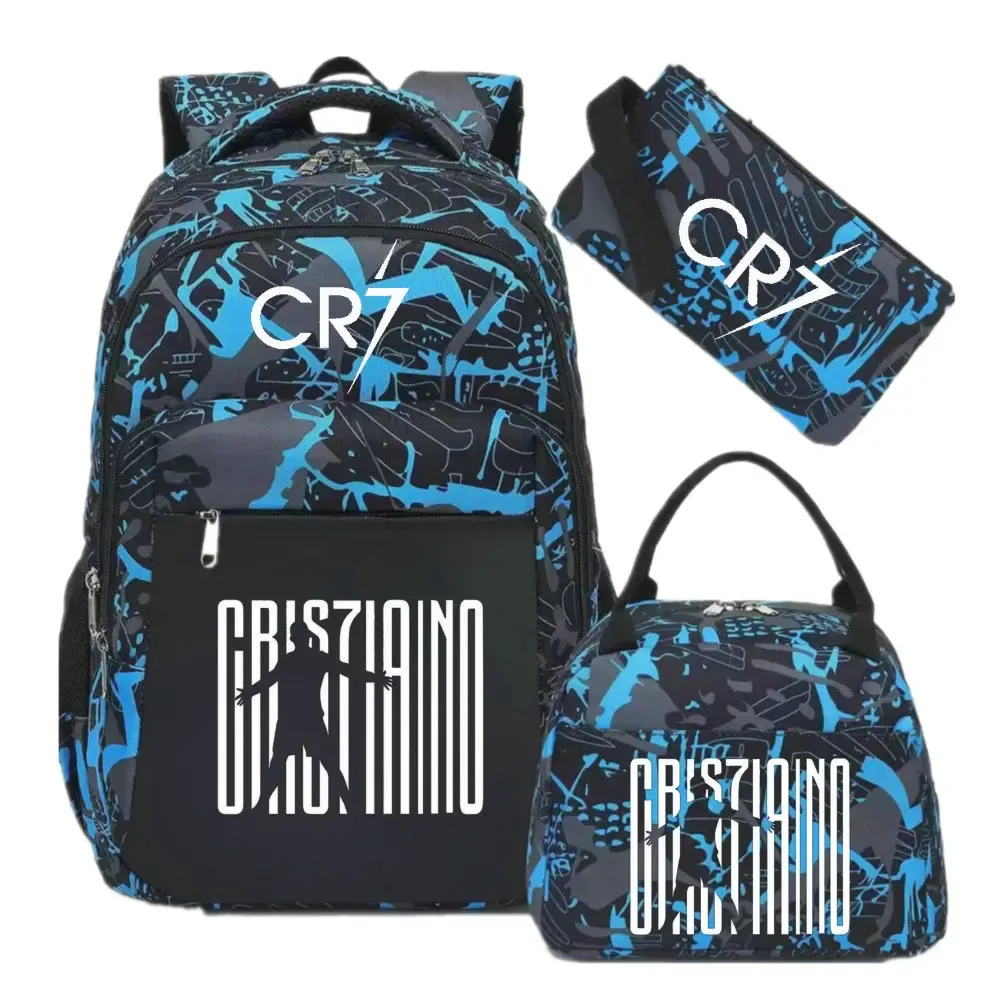 sac à dos pour ordinateur portable cr7, pour femmes et hommes, sacs à dos décontractés pour le sport et le football, sac à dos oxford pour femmes, sac d'école pour hommes, sac de voyage, mochilas 3 pièces