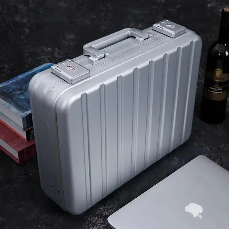 100% nouvelle mallette en aluminium boîte à outils étui pour ordinateur portable boîte d'affaires pour ordinateur portable avec serrure