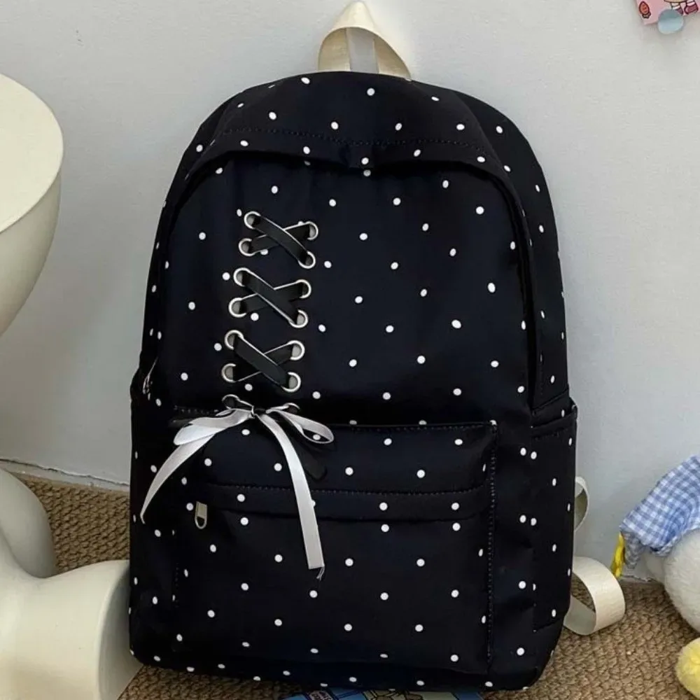 Sac à dos décontracté à pois grande capacité, durable, pour étudiants, en polyester anti-rayures, en nylon, pour l'extérieur