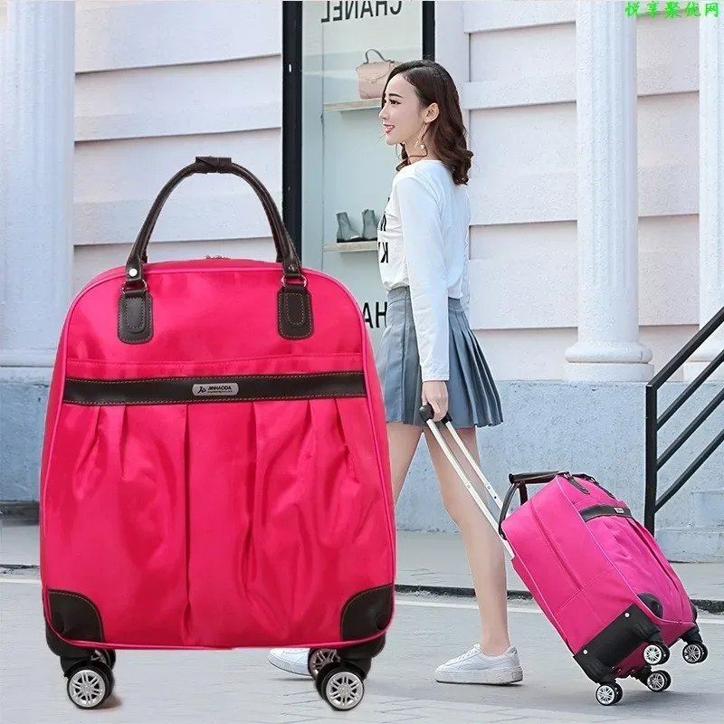 sac à main de bagage de voyage pour femmes, sacs à roulettes pour filles, cabine étanche, oxford, valise à rou