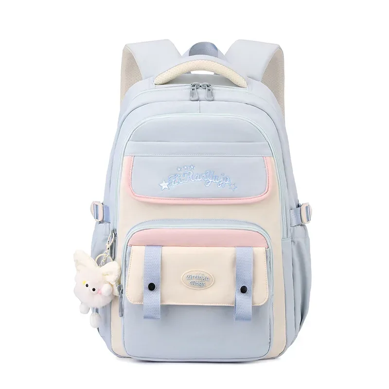 nouveau sac à dos léger et tendance grande capacité pour filles du primaire et du collège en nylon style frais et doux