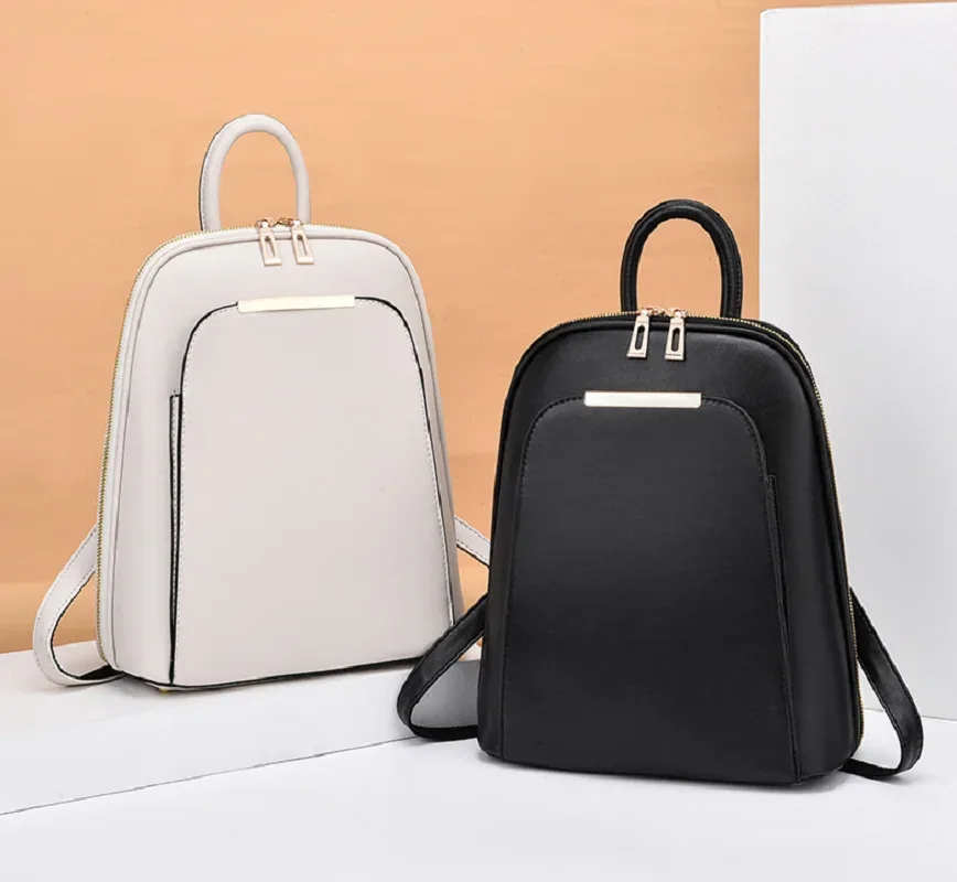 Nouveaux Sacs à Dos en Cuir de Haute Qualité pour Femmes 2026, Sacs à Bandoulière de Voyage à Double Fermeture Éclair, Sacs Fourre-Tout et Sacs d'École pour Ordinateur Portable, Style Coréen Tendance