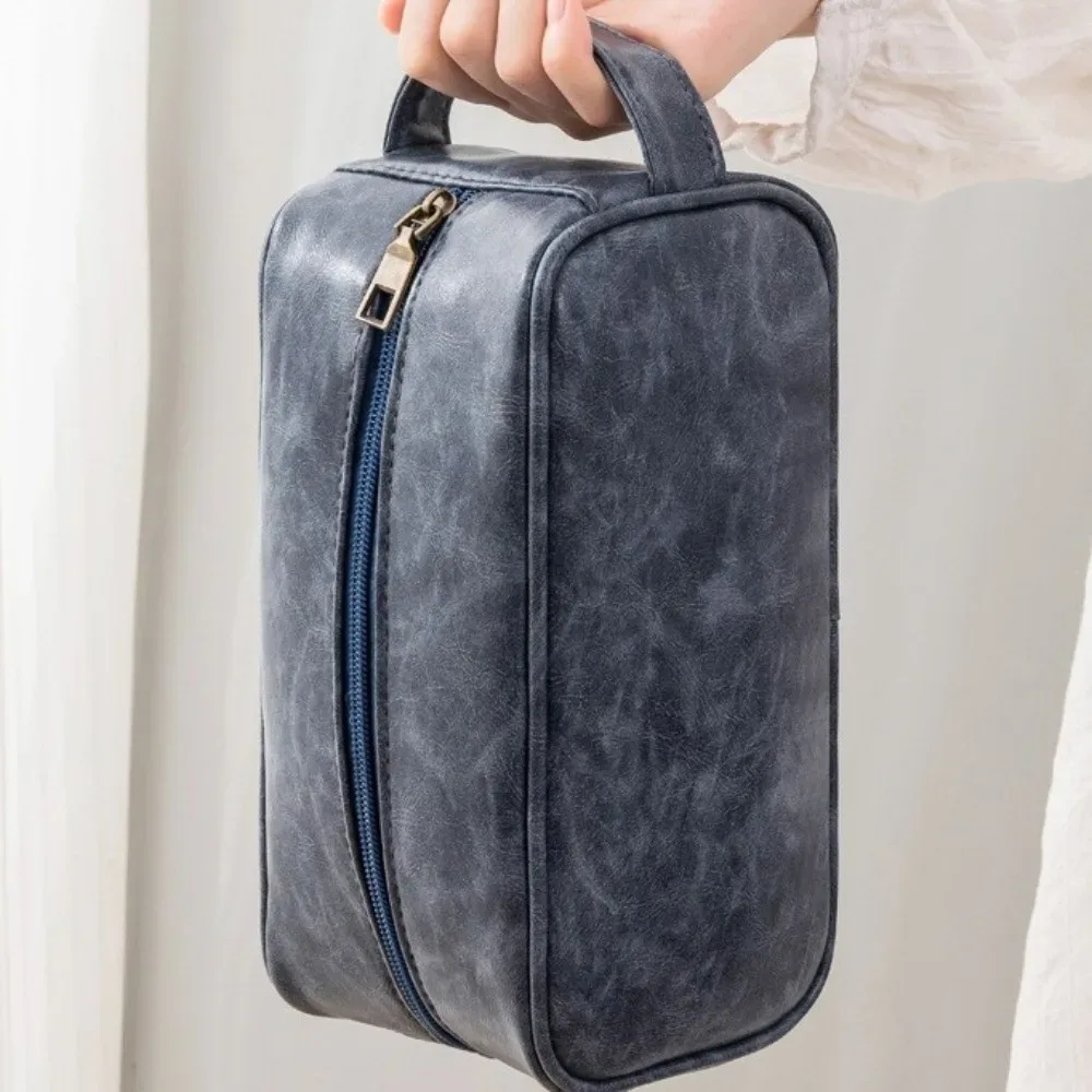 trousse de toilette grande capacité homme femme imperméable style coréen en pu avec fermeture éclair portable