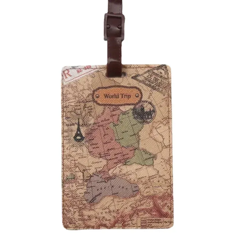 porte-adresse d'identification de valise en pu, étiquette d'embarquement de bagages, étiquette portable créative de voyage, accessoires de voyage de haute qualité, étiquette de bagage