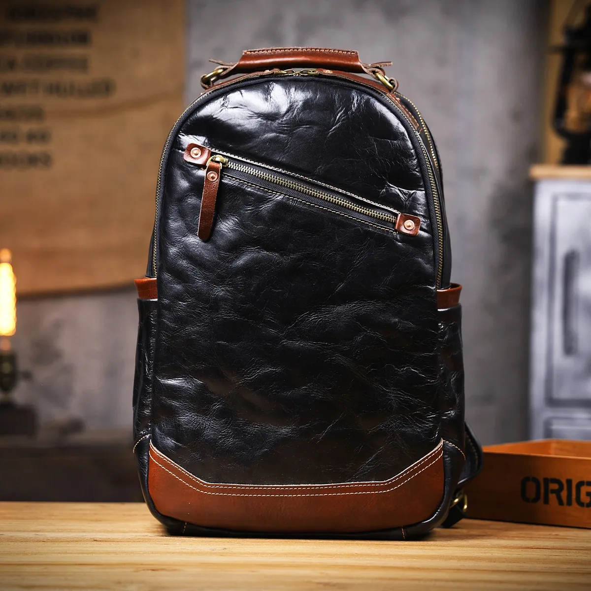 s.worker – sac à dos en cuir véritable pour hommes, sacs d'école décontractés en cuir de vache de qualité supérieure, sacs pour ordinateur portable de 15 pouces, sac à dos de voyage, cadeau pour hommes