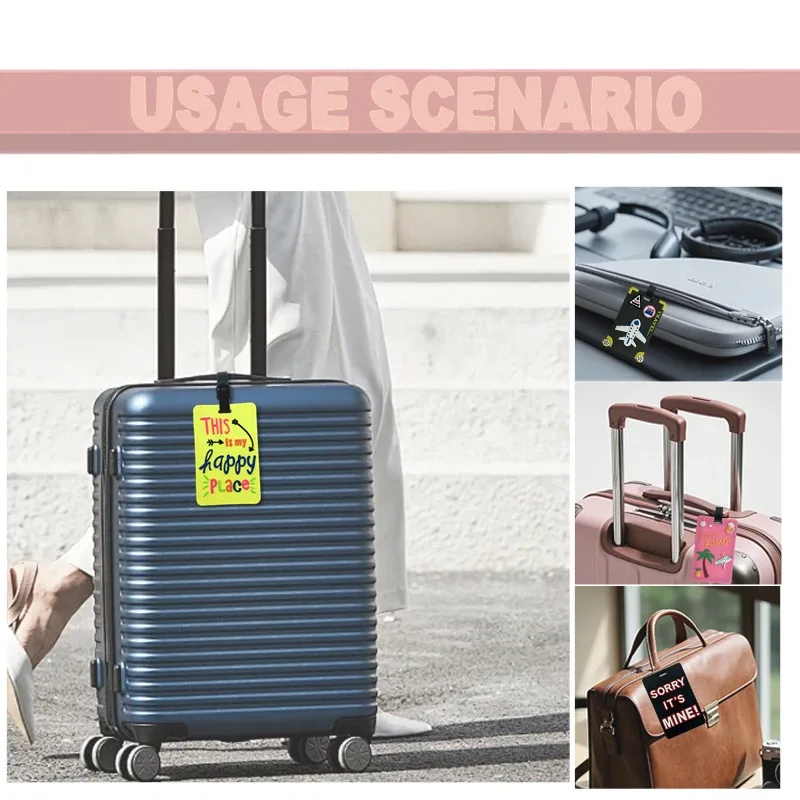 étiquettes de voyage portables en gel de silice, accessoires de voyage, étiquettes de valise, nom, identification, adresse, étiquette d'embarquement pour bagages, 1/7 pièces