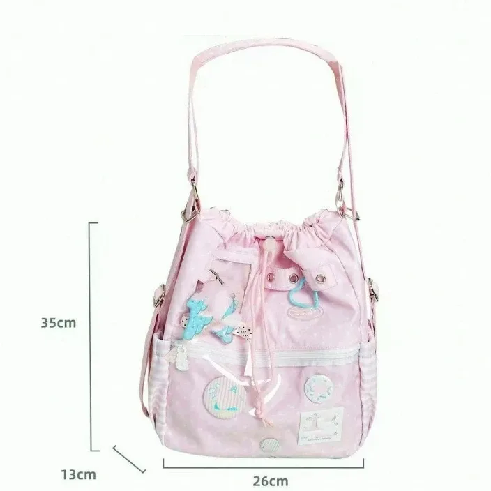 sac à dos à pois pour filles, doux et mignon, ita, sac à bandoulière simple de grande capacité, sac de poupées, sac à dos de banlieue à cordon de serrage, nouvelle collection