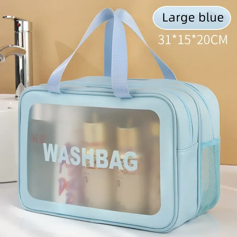 pochette double transparente en pu pour séparation sec-humide, mini sac de rangement portable pour cosmétiques, sac de voyage, essentiels de fitness