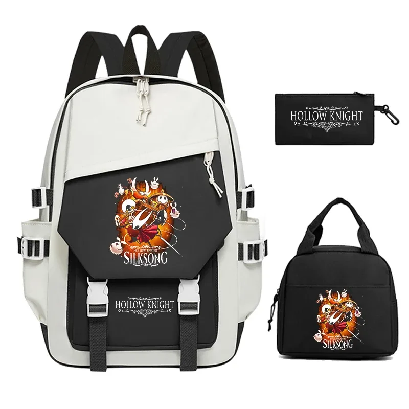 ensemble de 3 sacs à dos pour enfants, sacs d'école imprimés hollow knight, sacs à dos de grande capacité pour adolescents garçons, sac à dos décontracté pour ordinateur portable