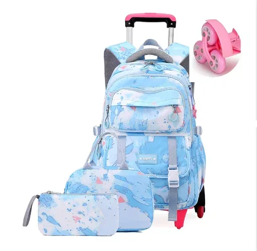 sac à dos d'école à roulettes pour filles cartable à roulettes enfants sac à dos à roulettes sacs à roulettes 3 pièces ensemble sacs à roulettes d'école