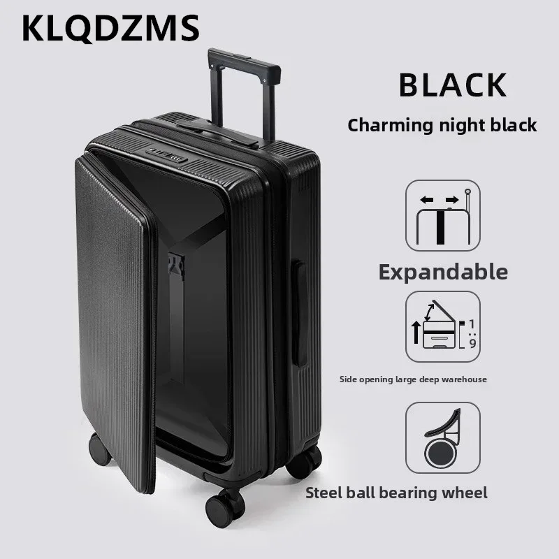 klqdzms 20 "22" 24 "26" 28 pouces bagages de voyage abs + boîtier d'embarquement pc extensible ouverture avant boîtier de chariot pour ordinateur portable valise de cabine