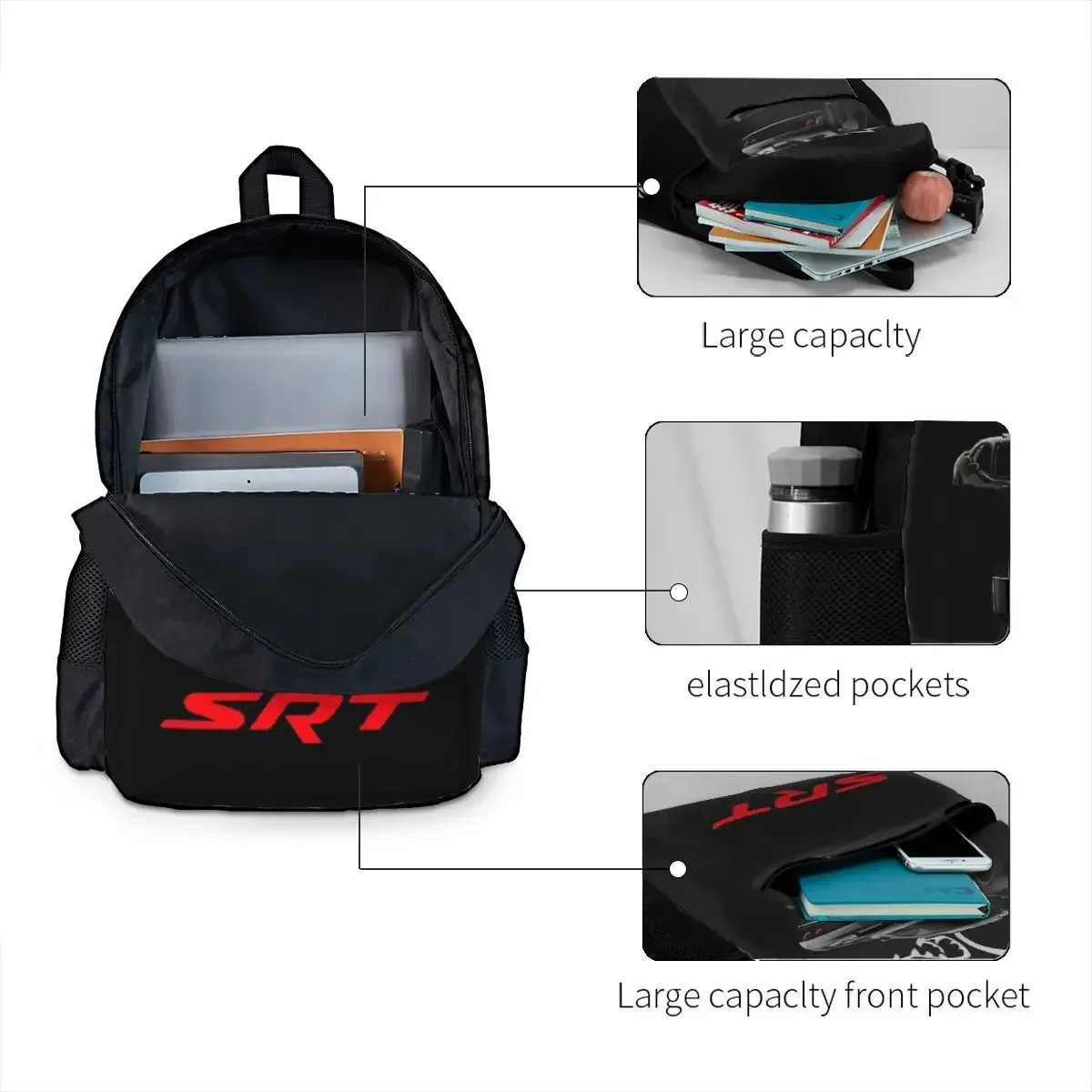 sac à dos d'étudiant srt hellcat demon dodge challenger, sac d'école, sac à dos de randonnée pour hommes et femmes, sac à bandoulière