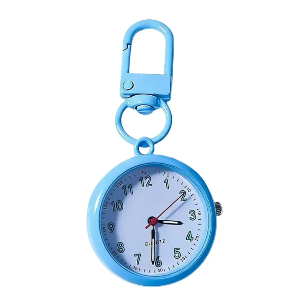 montre d'examen à mouvement silencieux, boîtier en alliage, couvercle en cuir, montre de poche mini format, design réutilisable, montre porte-clés, décoration de sac à dos