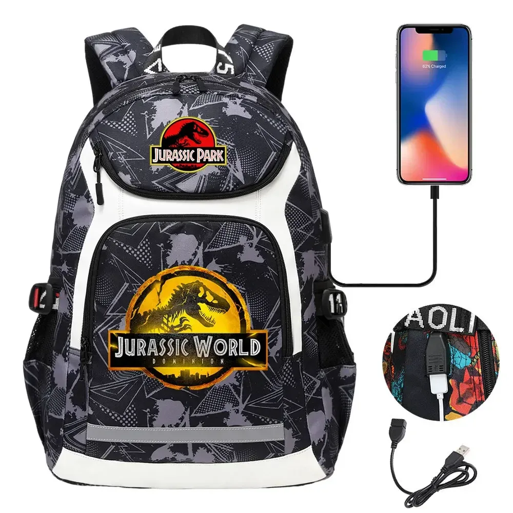 208.assic world park dinosaur school plebags, sacs à dos de voyage pour ordinateur portable, usb, adolescents, femmes, hommes, bol, garçons, enfants