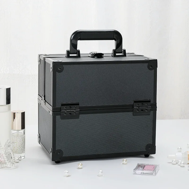 trousse de maquillage, boîte de maquillage extra large, plateaux à 4 niveaux, organisateur de cosmétiques de voyage, verrouillable avec clés