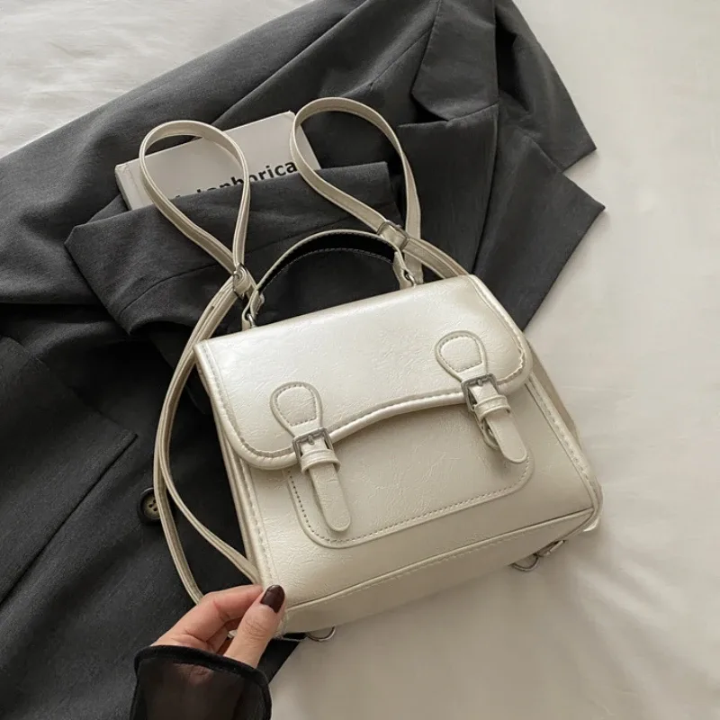 Sac à dos en cuir PU souple pour femme, sac à main simple pour femme, sacs à main décontractés pour documents solides, sacs initiés pour dames, style collège, mode