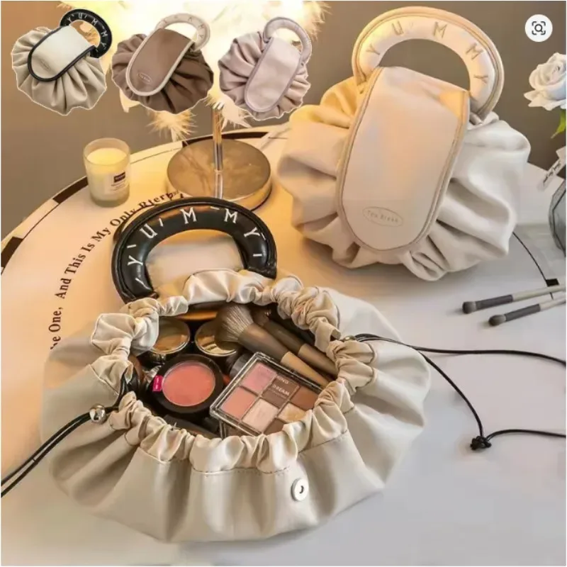 nouvelle trousse de maquillage portable pour usage quotidien, sac de toilette de voyage de grande capacité pour femmes, pochette de rangement cosmétique à cordon pour dames