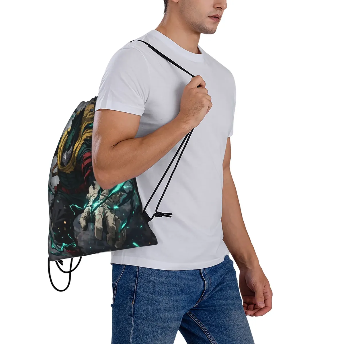 sac à cordon dark deku izuku midoriya my hero academia, sac à dos de rangement pour la gym, sac à chaussures pour l'école, 1 pièce