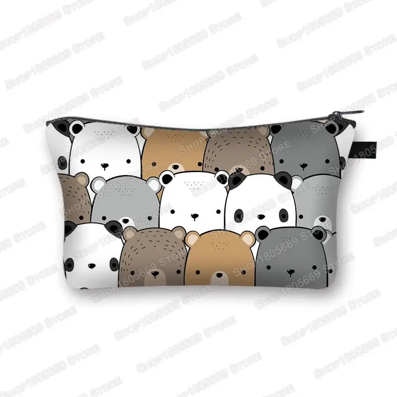 kawaii dessin animé chat chien trousse à cosmétiques mignon chaton chiot sacs de maquillage femmes sacs de toilette pochette rouge à lèvres pochette fille sac à cosmétiques