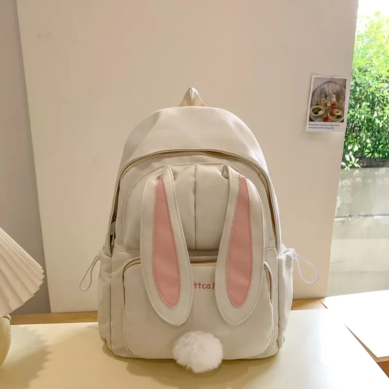sac à dos scolaire mignon à oreilles de lapin pour femme, style coréen harajuku, pour lycéenne, style japonais, sac à dos à double épaule polyvalent pour fille