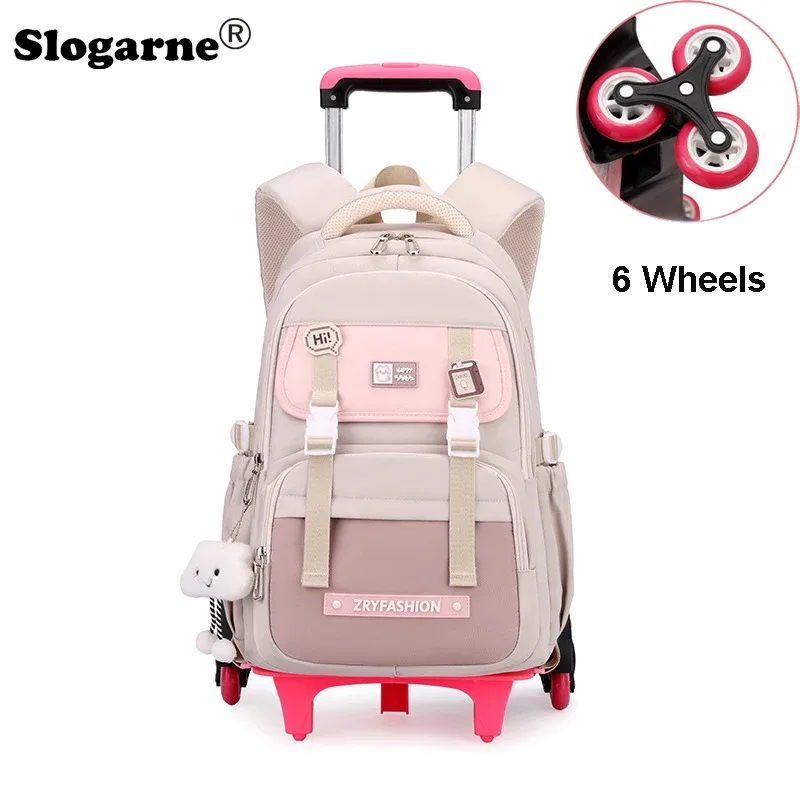 sac à dos roulant pour enfants, sac d'école étanche avec roulettes, chariot de collège, sac à dos à roulettes pour femmes
