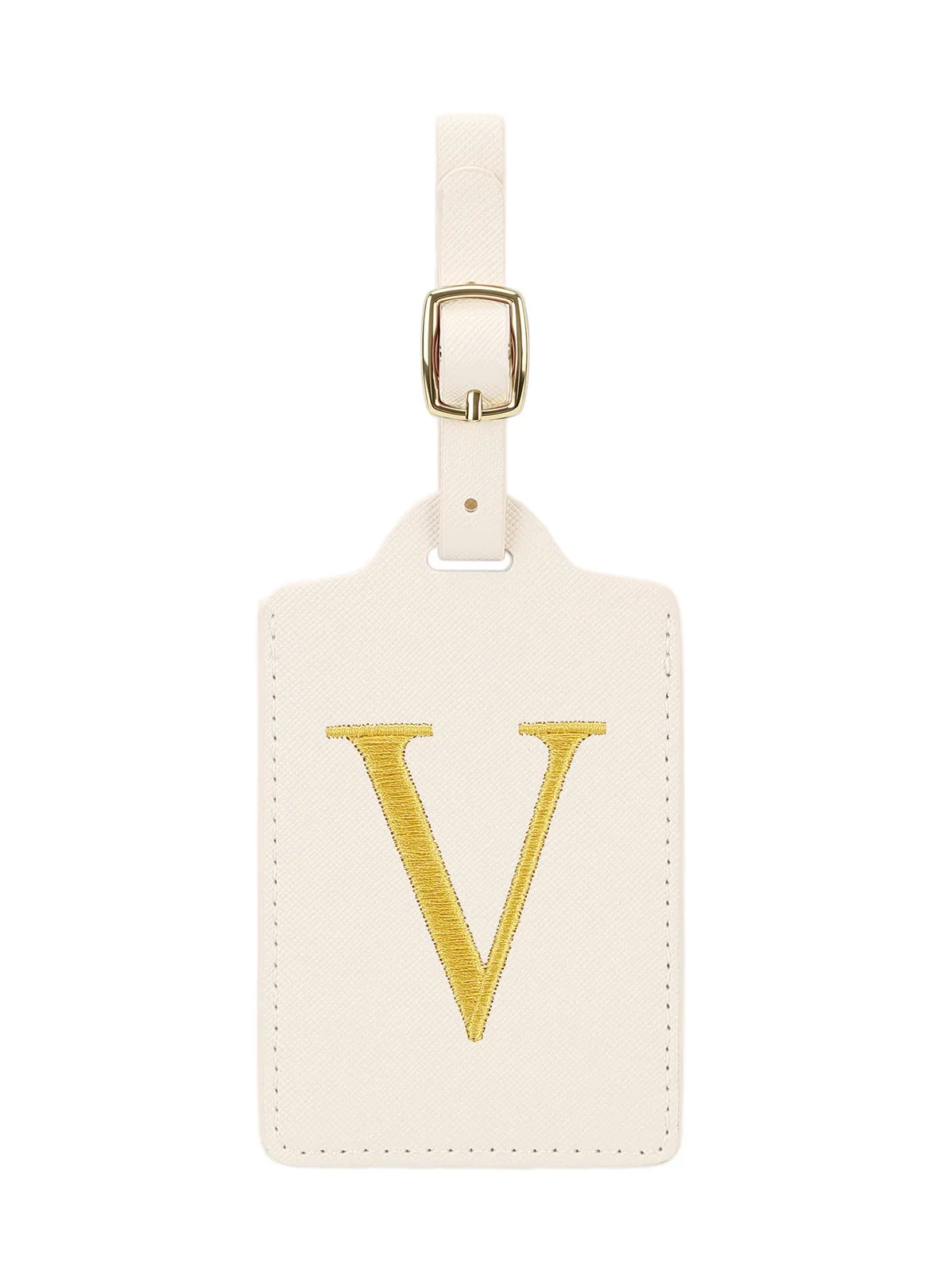étiquette de bagage en cuir brodée élégante et personnalisée, étiquette d'identification de bagage anti-perte (lettres a~z), accessoire de voyage unisexe.
