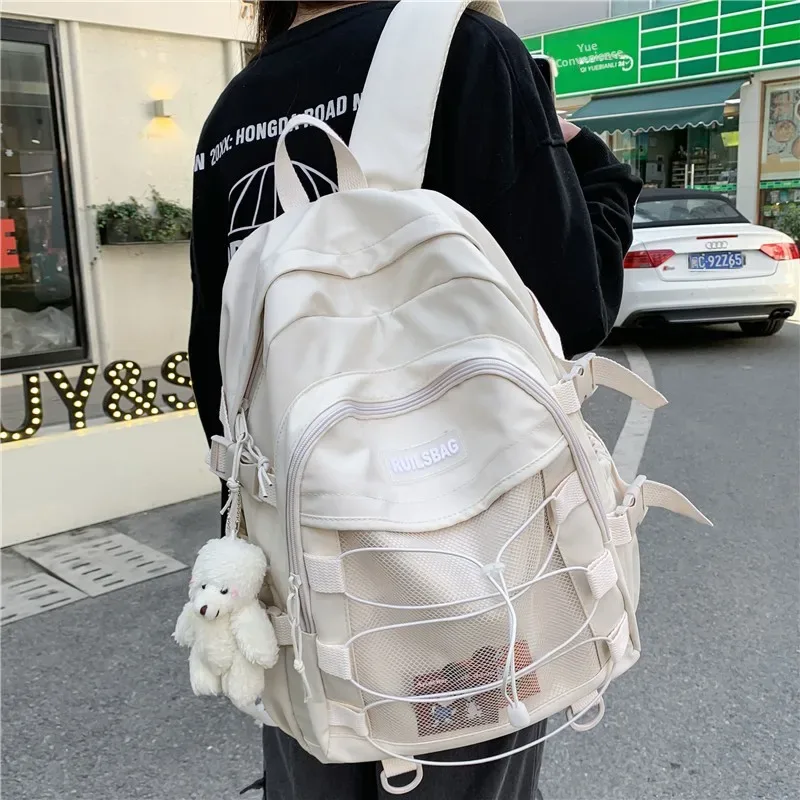 sac à dos tendance en corde croisée pour femme, version coréenne, style japonais, sac à dos double épaule pour étudiantes et jeunes filles