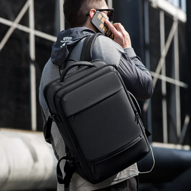 fenruien sac à dos hommes 17.3 pouces sacs à dos pour ordinateur portable extensible usb charge grande capacité voyage sac à dos avec sac étanche