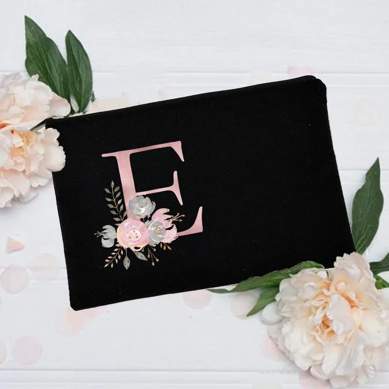 trousse de maquillage personnalisée avec nom initial, trousse à cosmétiques de mariée, pochette de toilette monogramme en toile, cadeaux pour demoiselle d'honneur, sacs de maquillage