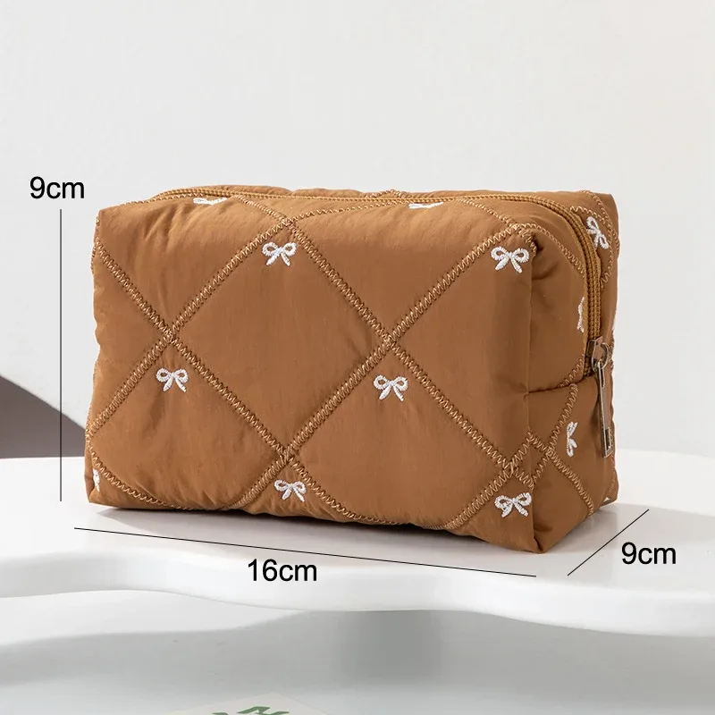 sac à maquillage minimaliste en velours côtelé, grande capacité, sac de rangement pour cosmétiques de voyage, trousse de maquillage pour femmes