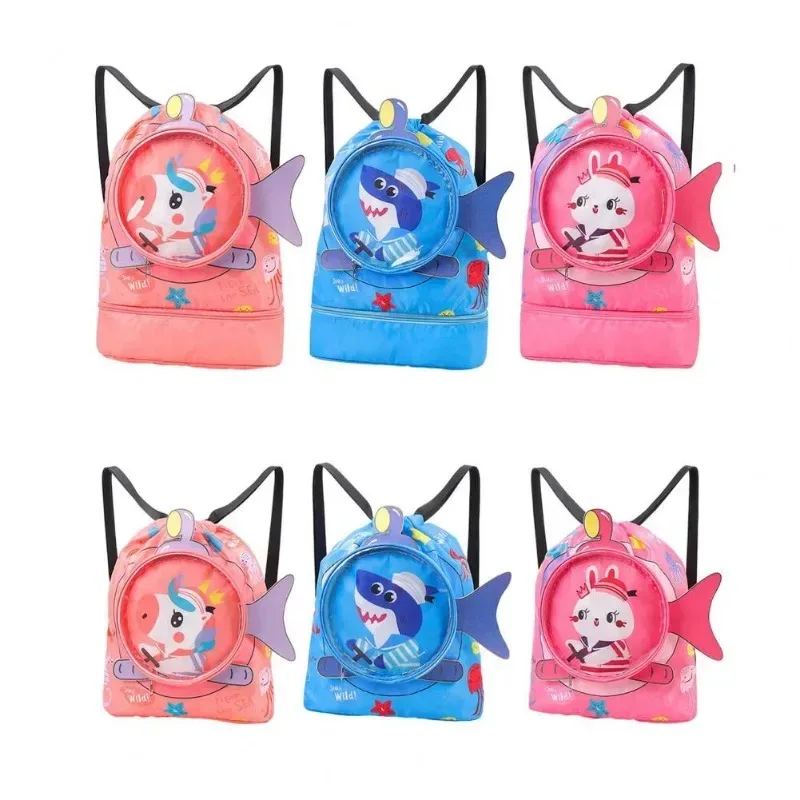 sac de natation étanche avec compartiment à chaussures, sac de plage, sac de sport, sac de rangement sportif étanche, sac à dos sec, imprimé dessin animé, piscine
