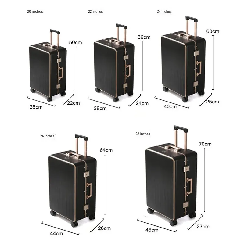 valise de mode 24 pouces avec cadre en aluminium et coque en pc durable, valise à roulettes grande capacité 28 pouces sur roulettes silencieuses, bagage 20 pouces