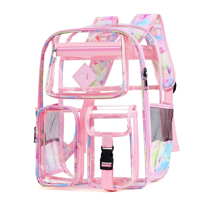 sac à dos transparent en pvc écologique, grande capacité, couleurs graffiti, sac d'étudiant tendance