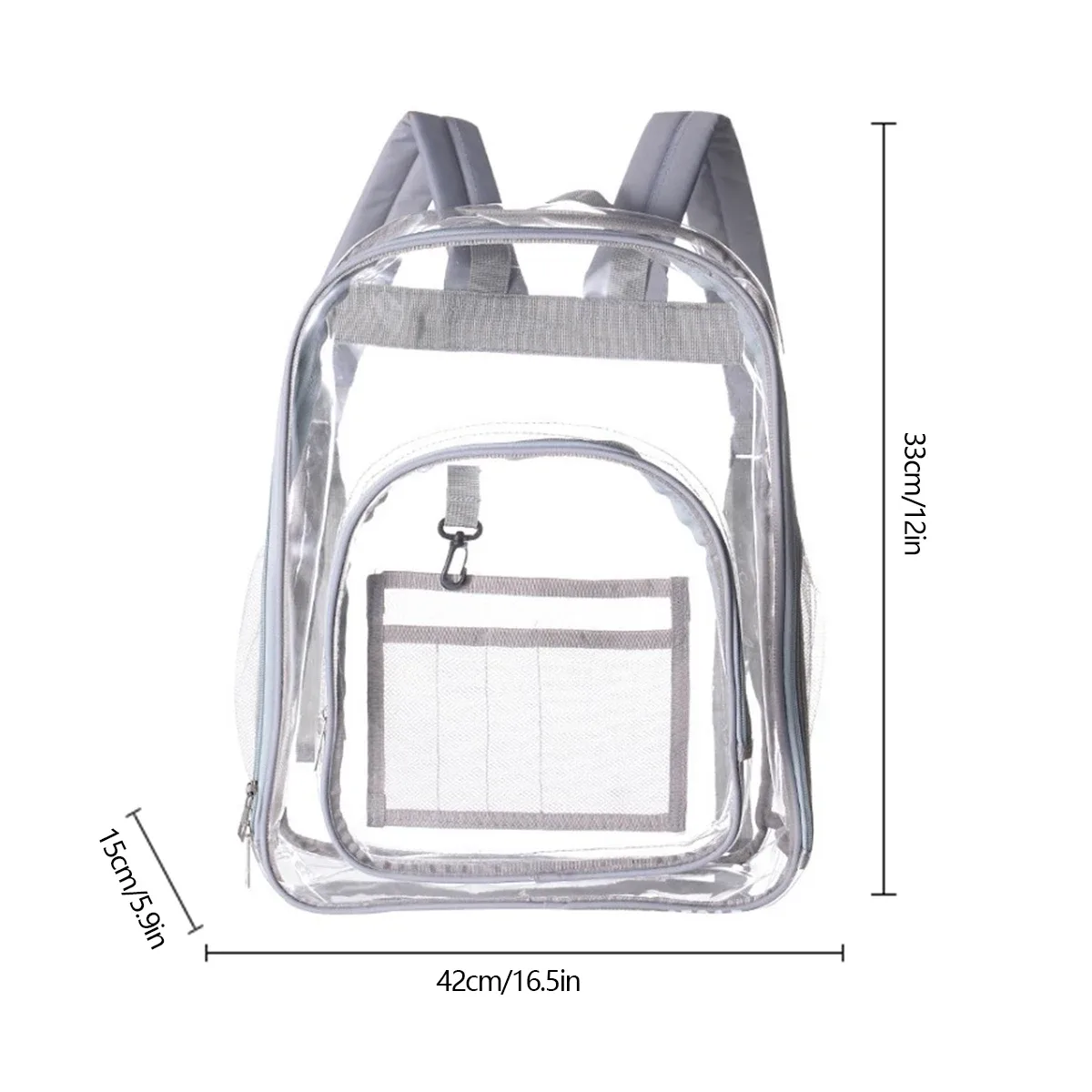 sac à dos transparent de grande capacité, sac d'école à fermeture éclair, pvc visible, sac étanche pour le travail, le camping, l'école, le voyage, le sac de collation