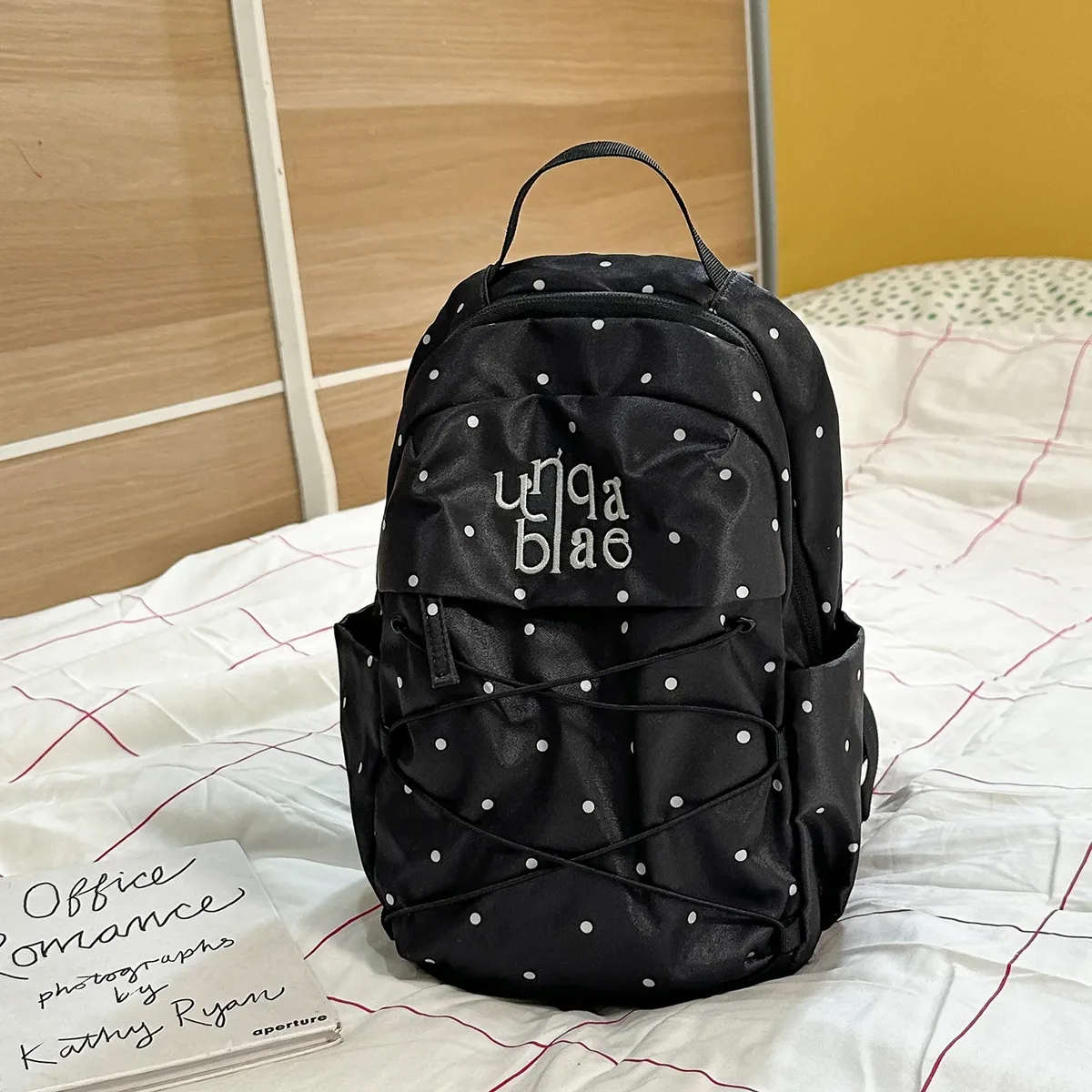 sac à dos coréen mignon à pois, sac à dos de mode pour trajets quotidiens, sac à dos kawaii y2k pour filles, sac de voyage portable pour l'extérieur, sac d'école pour étudiants