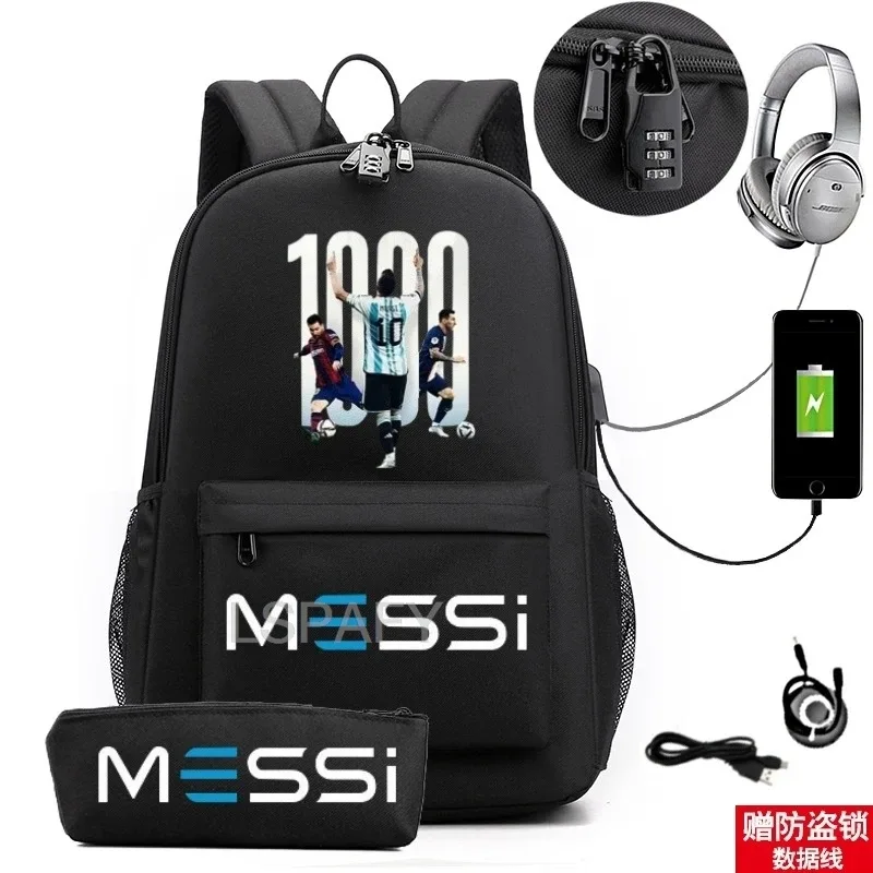 sac à dos messi tendance avec port usb antivol, grande capacité, pour femmes, hommes, adolescents, sacs d'école décontractés pour lycéens, mochilas