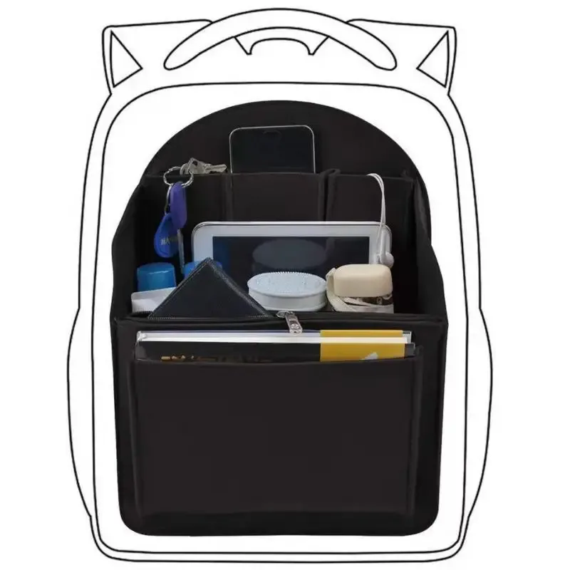 organisateur de sac à dos en feutre, insert multi-compartiments, doublure de sac, grande capacité, séparateur léger pour le voyage, l'école et le rangement