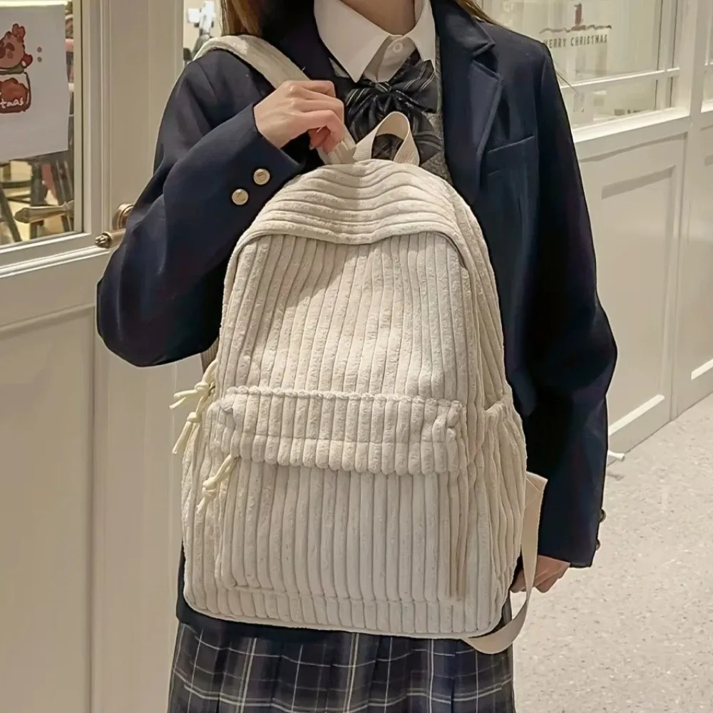 sac à dos en velours côtelé de style coréen, nouveau sac à dos polyvalent pour femmes, sac à dos de voyage pour étudiants, sacs à dos de grande capacité pour les trajets quotidiens