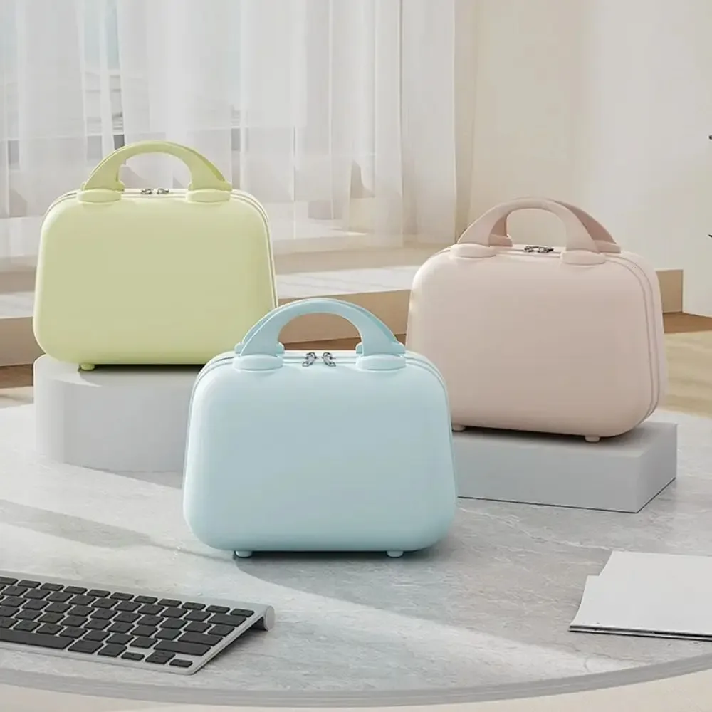 boîte de rangement pour articles de toilette, valise carrée de couleur unie, fermeture éclair, 14 pouces, trousse de maquillage portable de grande capacité, pour l'extérieur