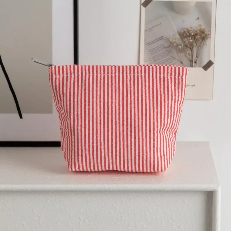 sacs de rangement à rayures verticales, 1 pièce, petits sacs de maquillage à la mode pour femmes, avec fermeture éclair, sac de rangement de voyage portable