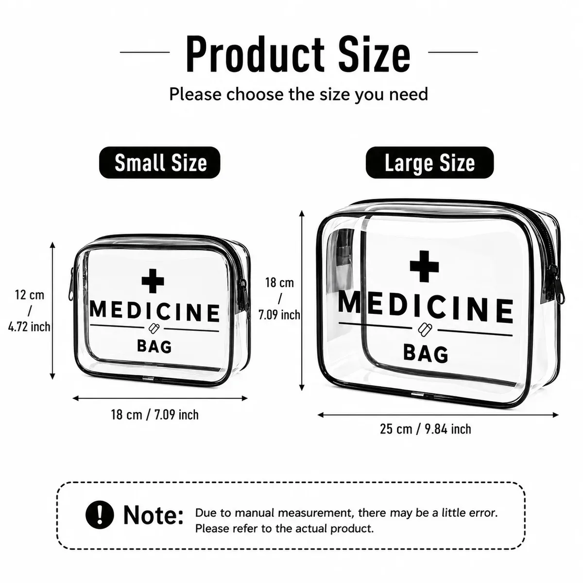 sac à médicaments transparent portable, organisateur de premiers secours transparent, grande capacité, étui de rangement à fermeture éclair pour les voyages et les urgences à domicile.