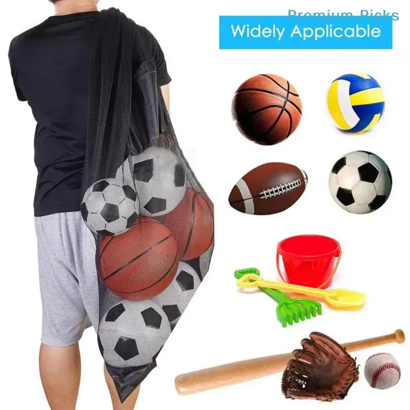 sac de sport portable 1 pièce, très grand, en maille, avec cordon de serrage et poche zippée, pour le football, le basketball, le volleyball.