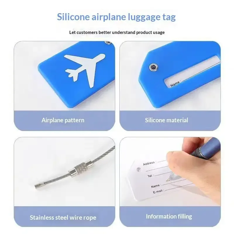 étiquette de bagage en silicone souple, 7 couleurs en option, étiquette nominative pour carte d'embarquement, pour femmes et hommes, utilisation en voyage, 1 pièce