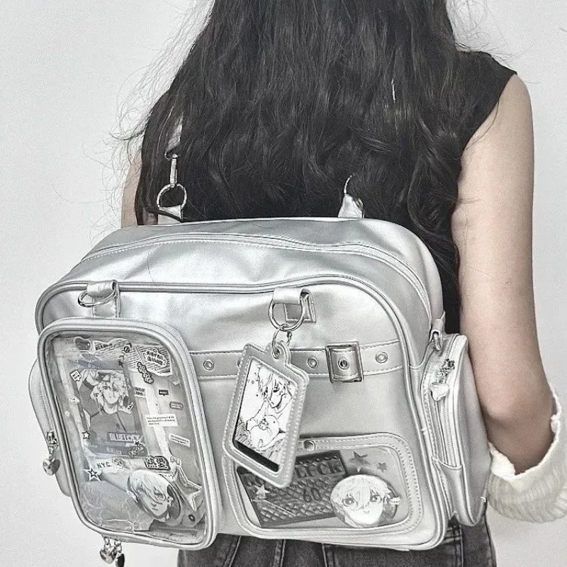 sac fourre-tout japonais, sac à bandoulière de concert à la mode, sac à dos pour étudiant, messager transparent multi-poches