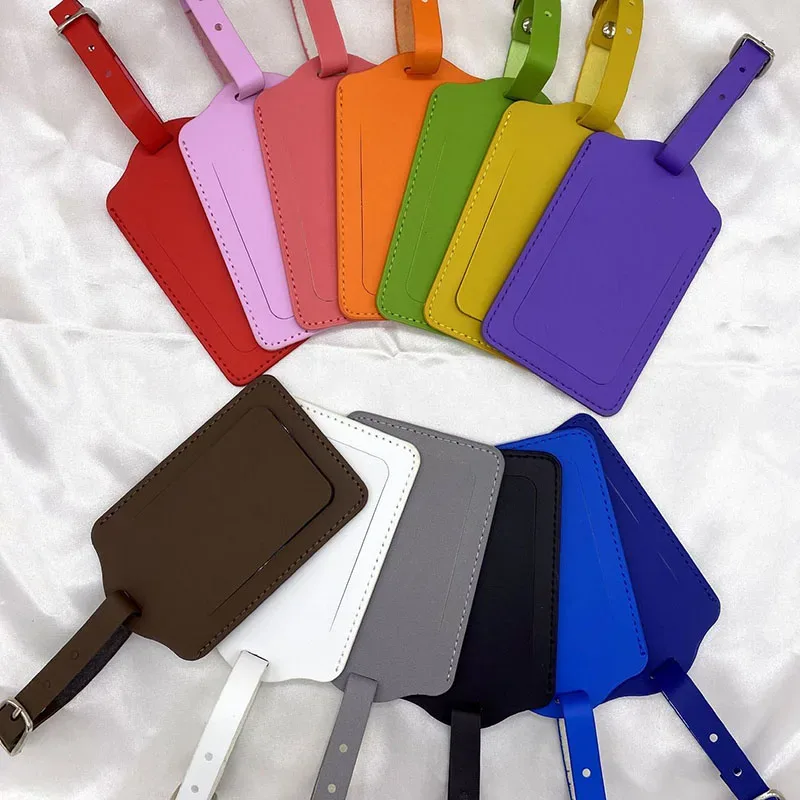 Étiquettes de bagage en cuir PU pour femmes et hommes, accessoires de voyage, valise, identification, adresse, porte-nom, étiquettes d'embarquement, étiquette Portable