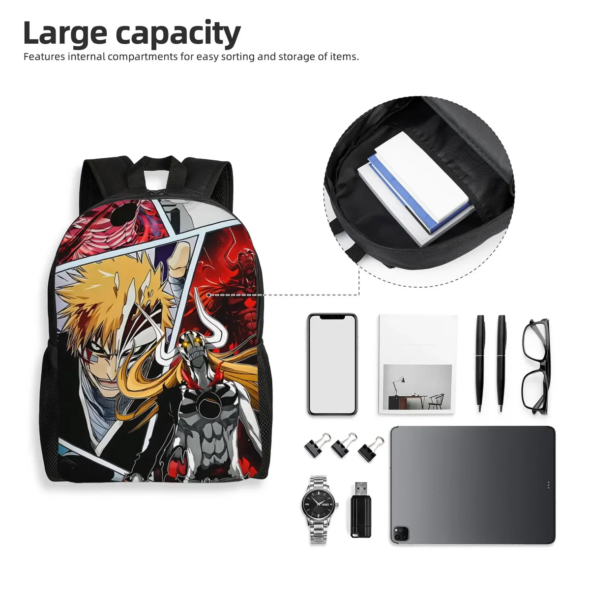 sac à dos finalgetsuga new school year bleach pour femmes, 1 pièce