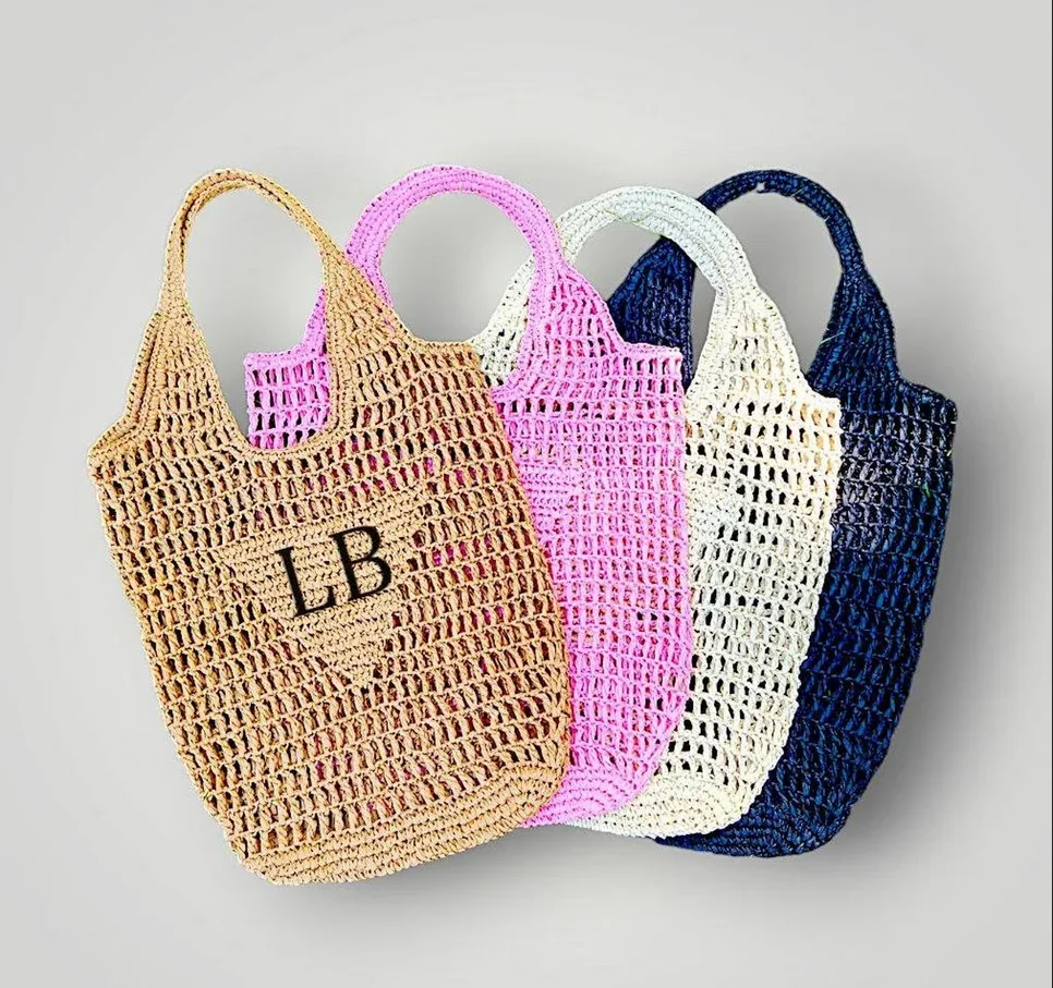 sac fourre-tout de plage en raphia personnalisé, sac de paille personnalisé, sac fourre-tout de plage, fourre-tout tissé initial personnalisé, cadeau personnalisé, sac de voyage d'anniversaire