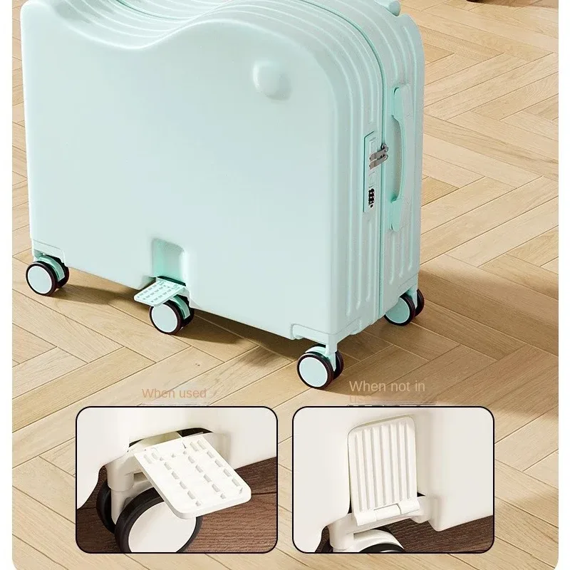 ensemble de valises pour enfants, peut s'asseoir et monter, valise à roulettes avec mot de passe de 18 à 24 pouces, avec 6 roues et repose-pieds pliable, nouvelle collection 2025