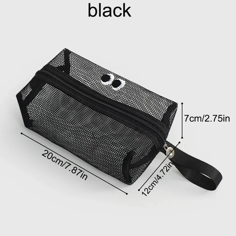 jolie trousse de toilette en maille tridimensionnelle, sac de rangement pour articles de toilette de grande capacité, sac de voyage pratique à tenir à la main