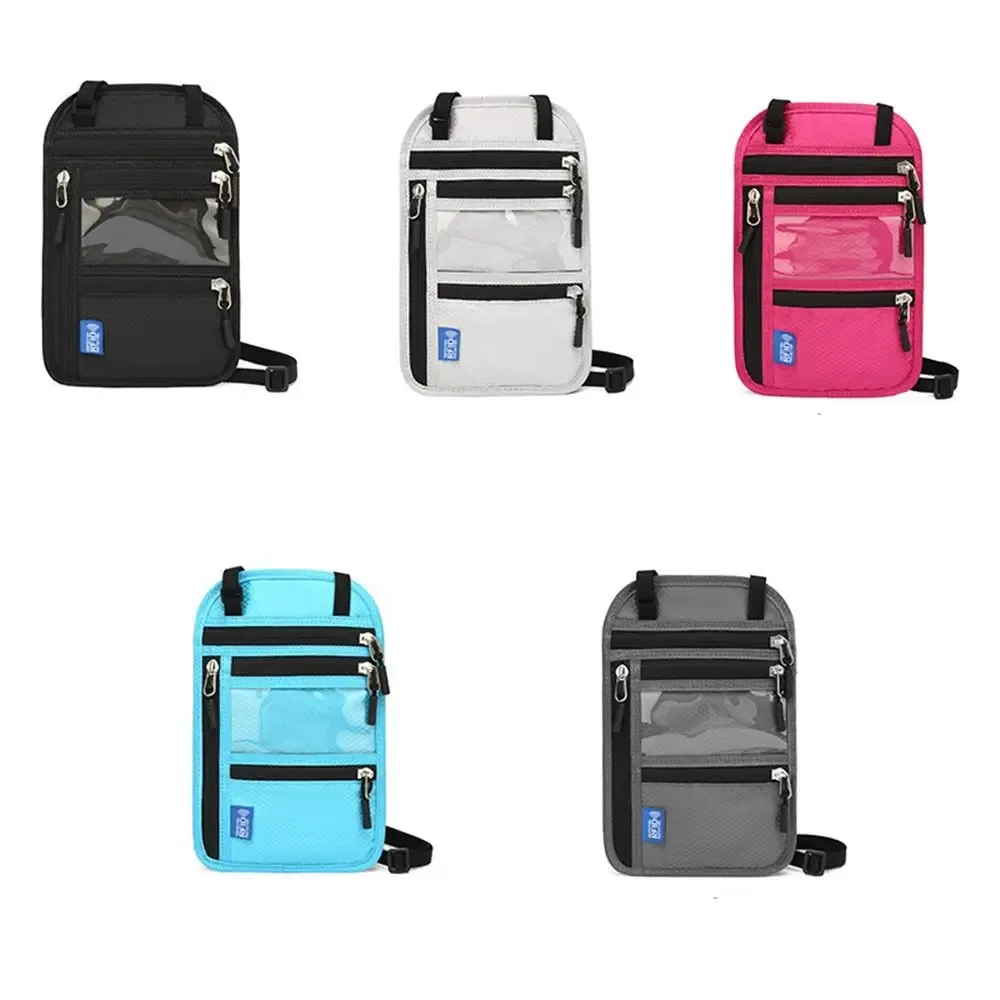 sac de passeport anti-rfid multi-poches, étanche, antivol, avec sangle de cou réglable, portefeuille de cou
